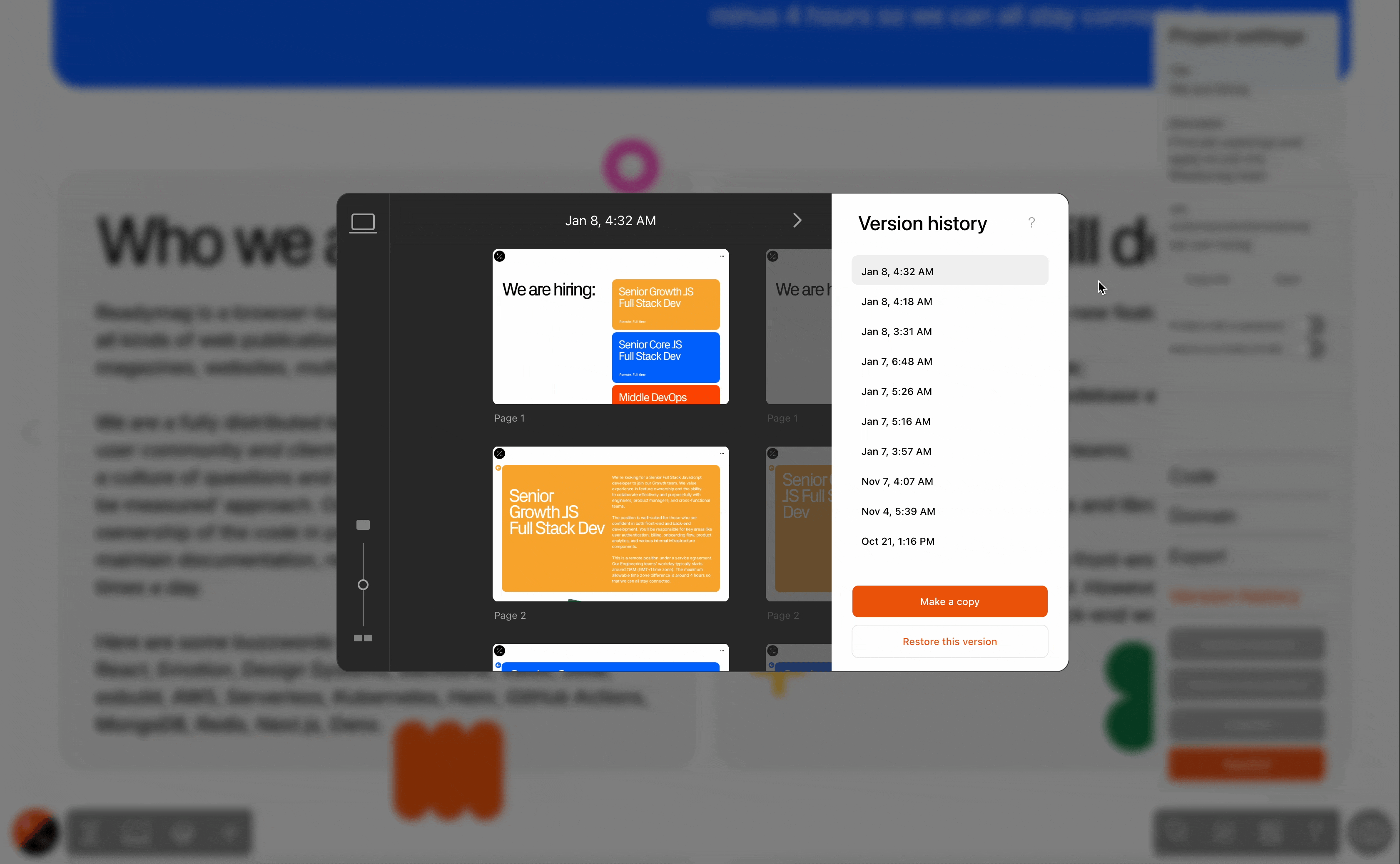 Creating copy from selected snapshot from Version History.gif